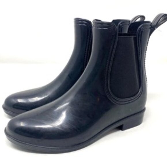 INC International Concepts Raelynn Ankle Boots Glossy Black Rain Boot Size 5 - Picture 3 of 10